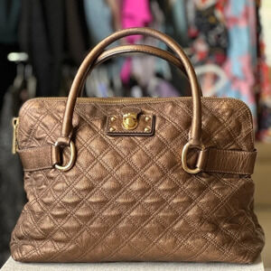 Vintage Marc Jacobs Quilted Satchel in Bronze Metallic - Made in Italy - Rare